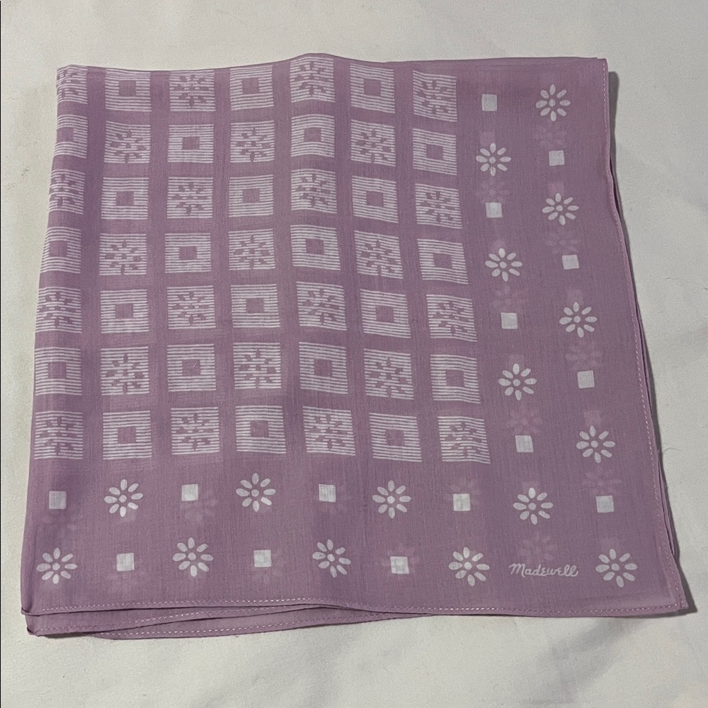Madewell 100% Organic Cotton Lavender Geometric Floral Bandana Size 21βX21β